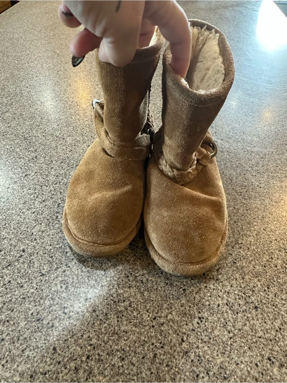 BearPaw Kids Suede Faux-Fur Lined Boots - Chestnut